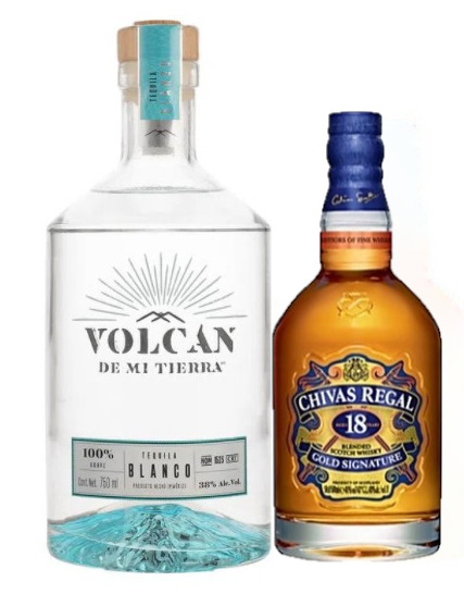 WHISKY CHIVAS REGAL 18 500ML + TEQUILA VOLCAN DE MI TIERRA BLANCO 750ML