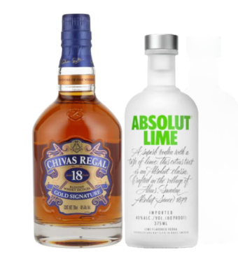 WHISKY CHIVAS REGAL 18 500 ML+ VODKA ABSOLUT LIMA 375 ML